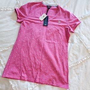 🌷Polka Dot V-Neck Shirt NWT